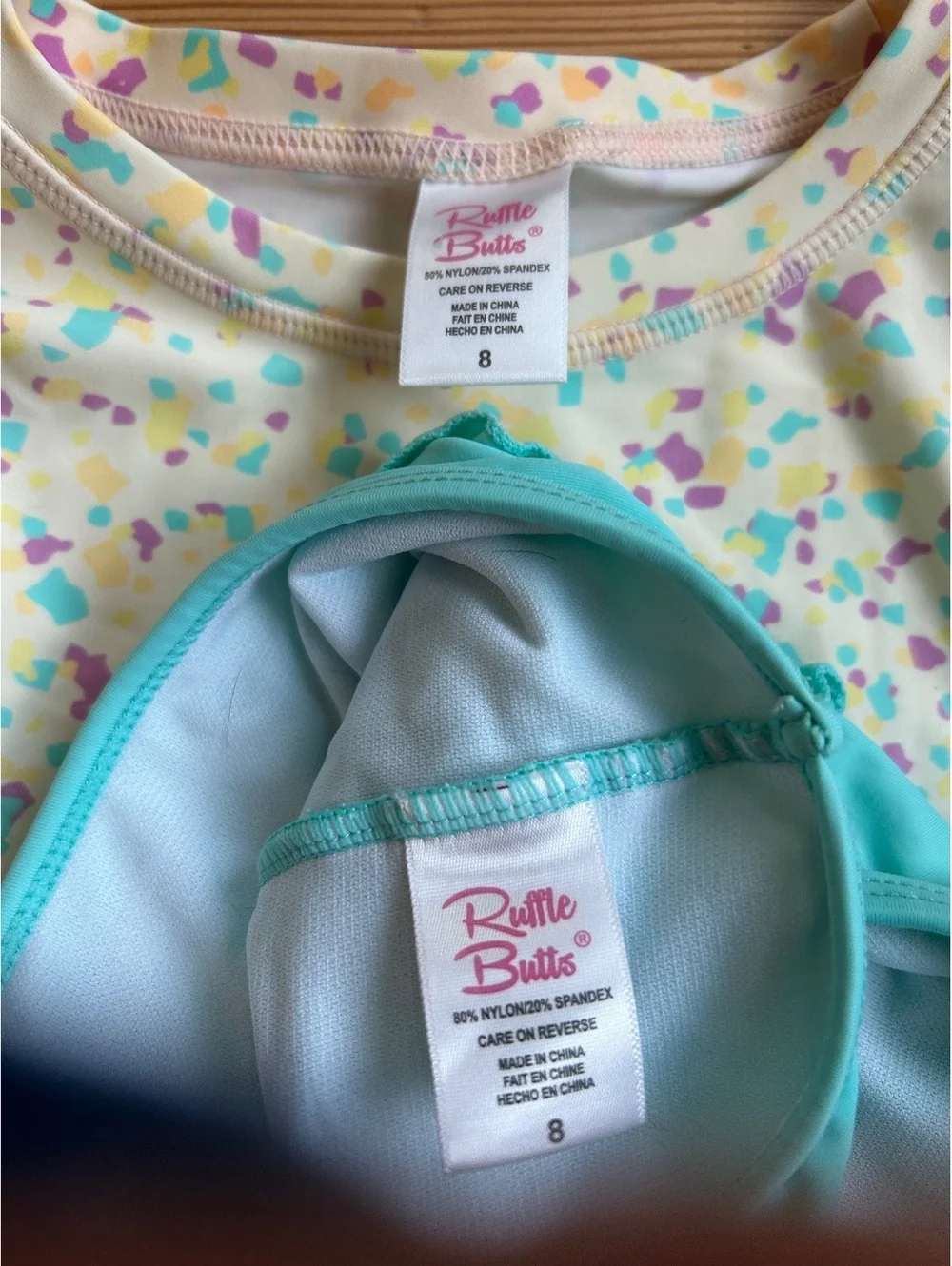 Ruffle Butts Confetti Rash Guard Two Piece Girls Size 8